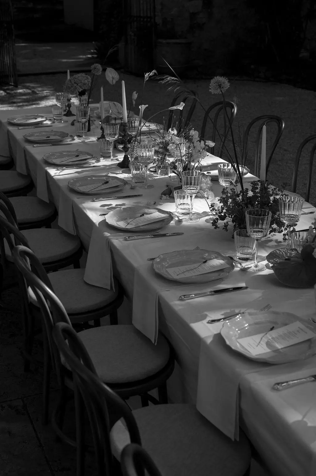 dressed wedding table outside