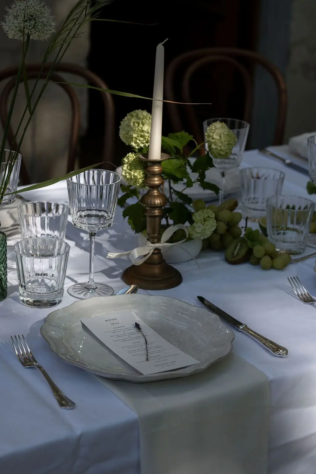 dressed wedding table outside
