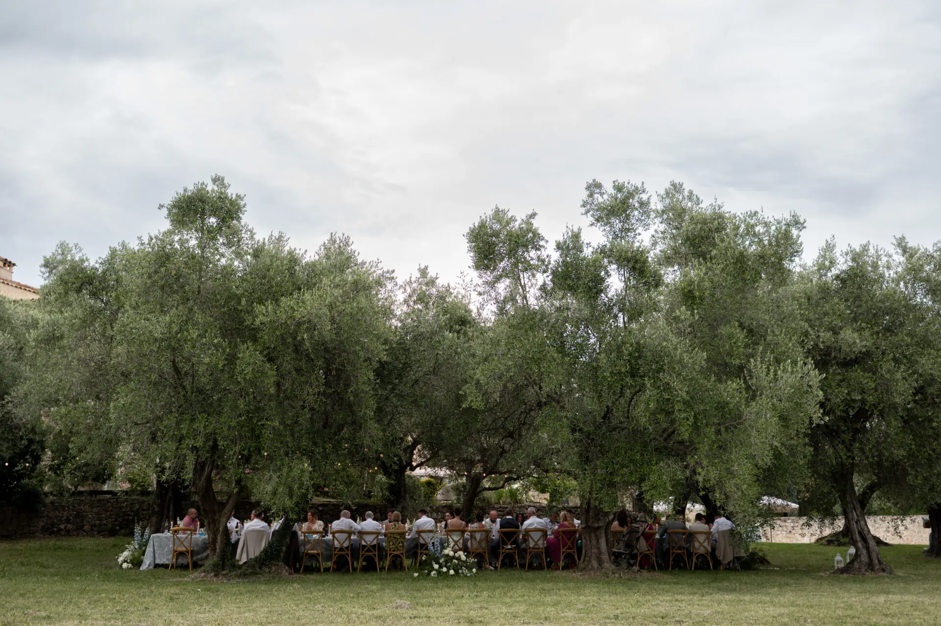wedding table under the trees