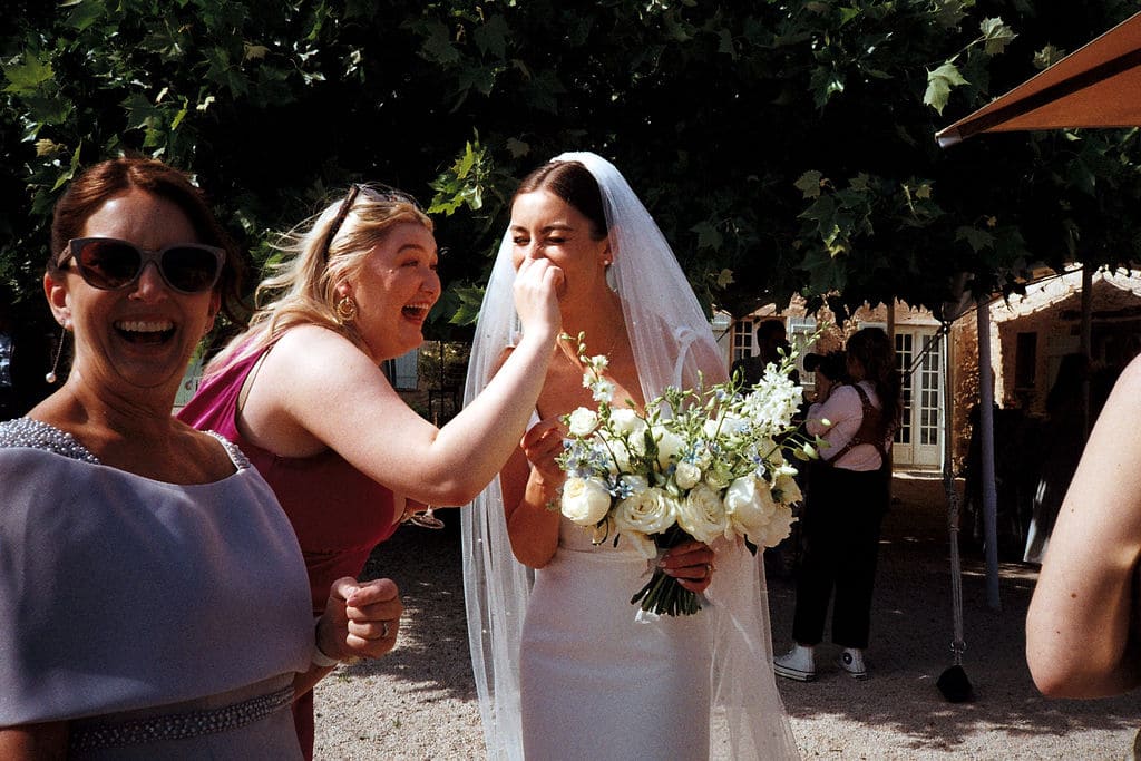 Rachel & Nick's wedding, French Riviera, May 2025 witness cleaning bride's teeth