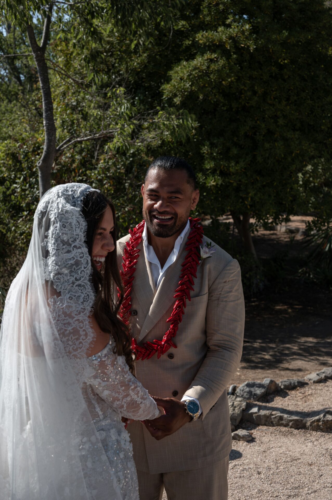 Katie & Jordan's wedding, South of France, June 2025 groom looking at his wife during ceremony