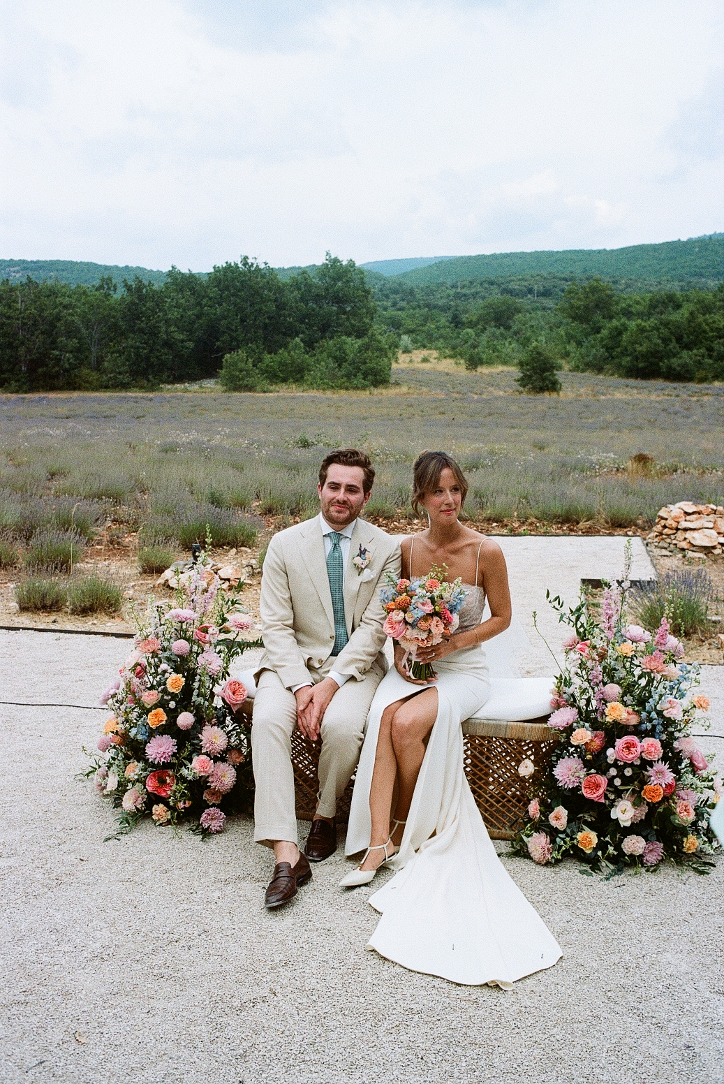 Pauline & Alexandre's wedding, Luberon, July 2025 bride and groom seated during ceremony