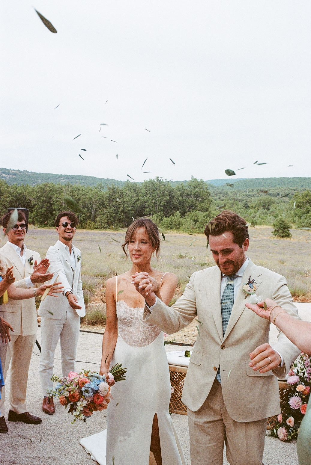 Pauline & Alexandre's wedding, Luberon, July 2025 exit bride and groom