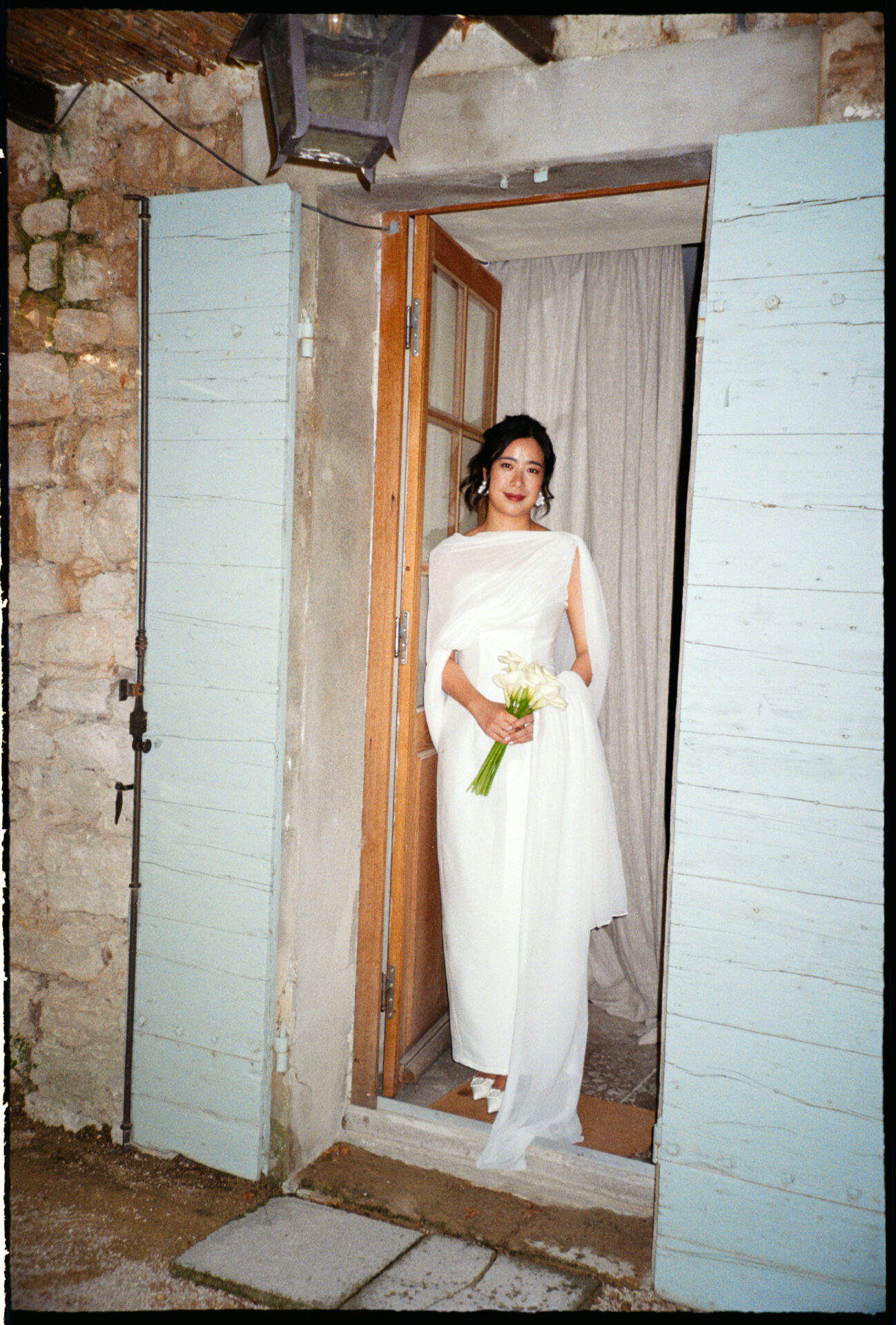 Vivian & Valentin's wedding, Provence, September 2025 bride standing waiting for the ceremony