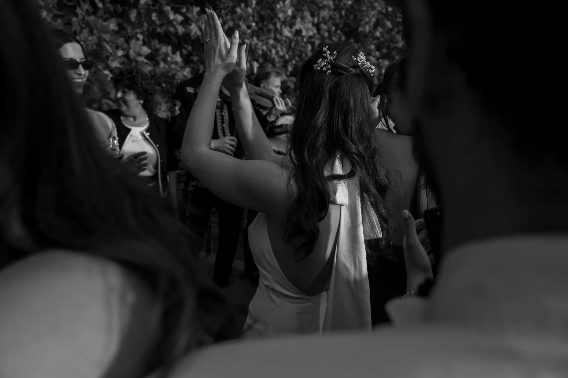 bride dancing and clapping hands 