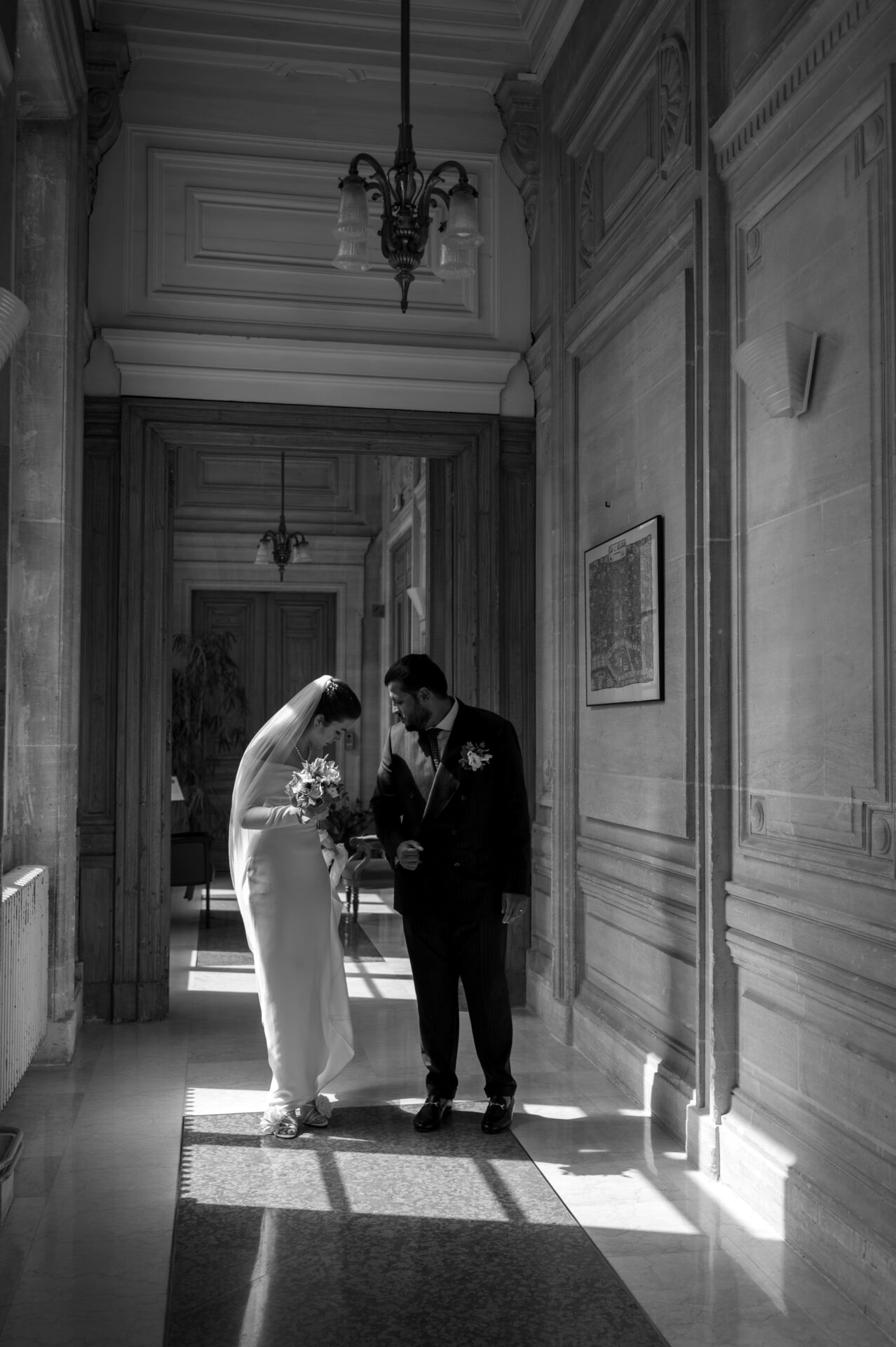 Sophia & Aziz's wedding in Paris, May 2025 bride playing with her veil dancing in the wind