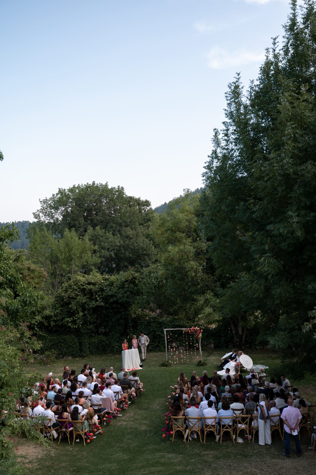 Noémie & Quentin's wedding, France, August 2025 ceremony from the first floor