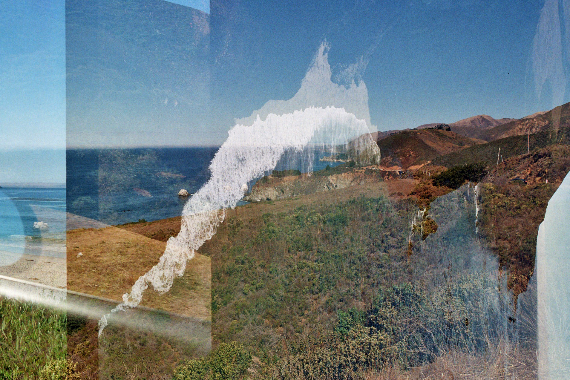 three photos superposed by accident in a film
