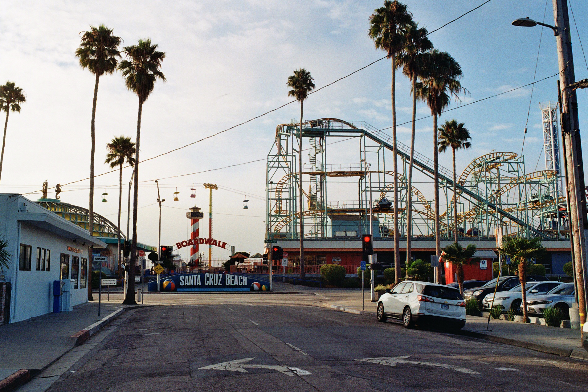 early morning, rollercoaster closed
