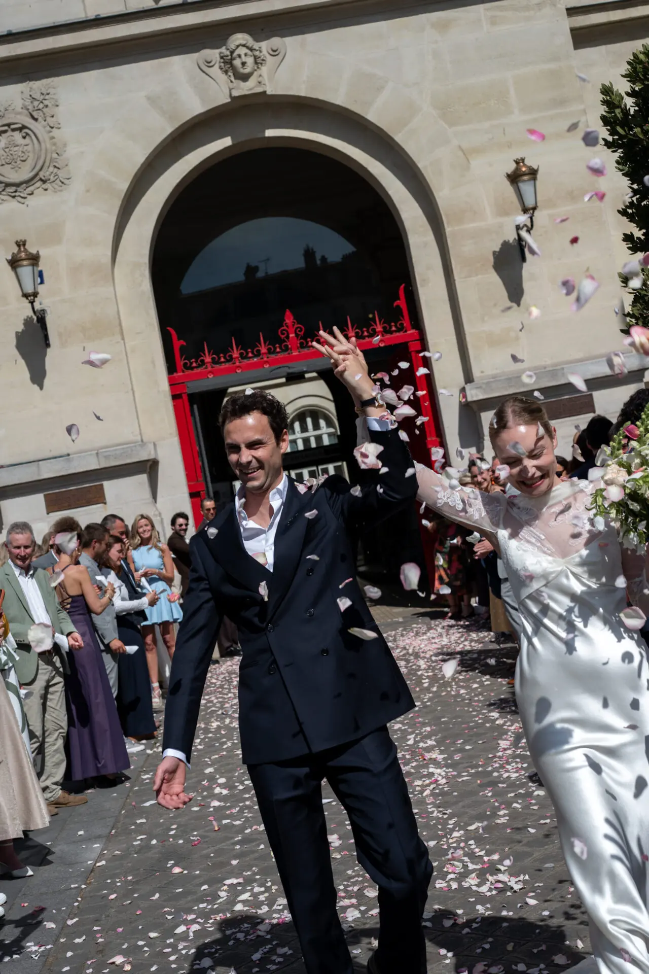 bride laughing during vows exchange