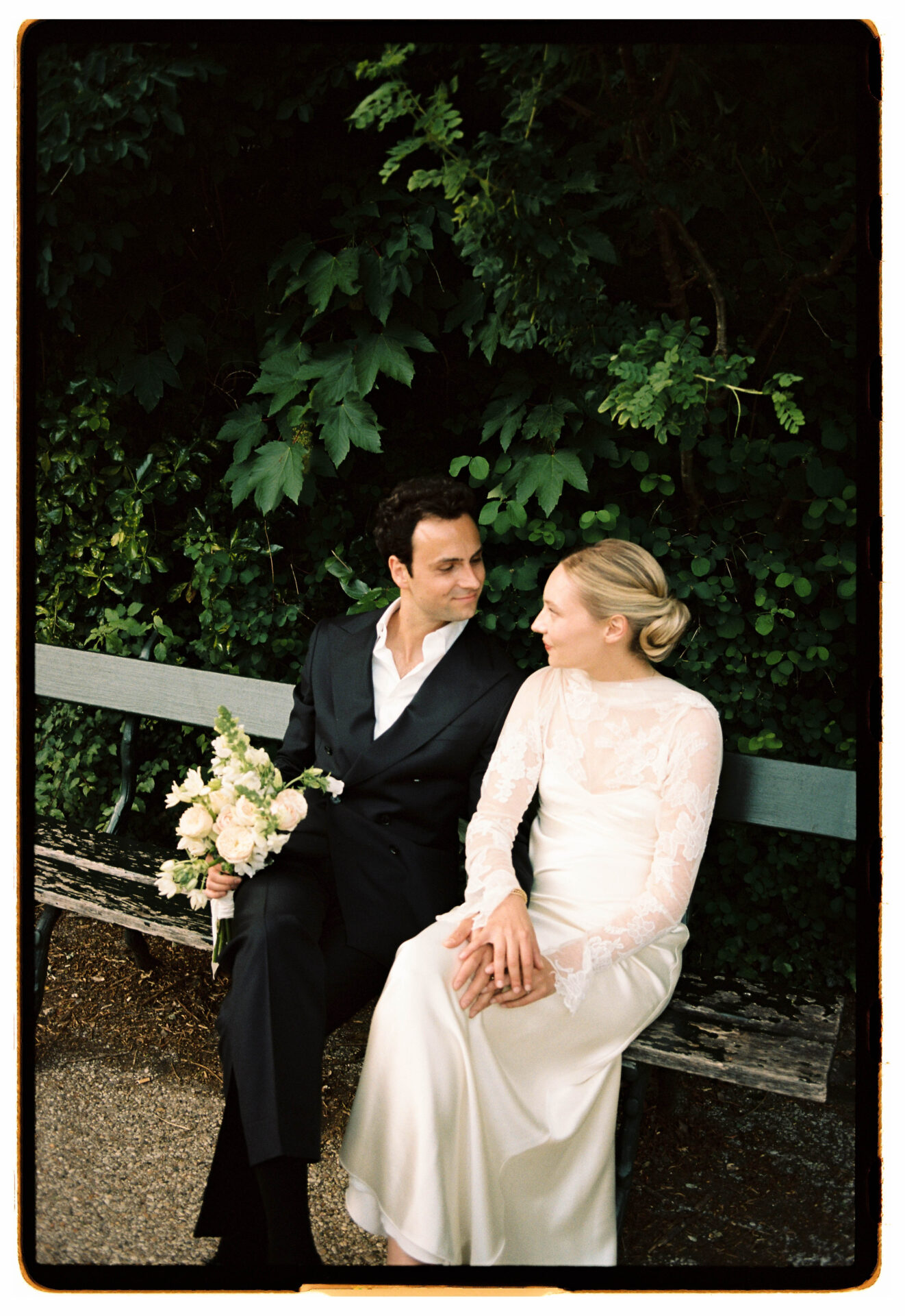 bride and groom got out of the city hall married